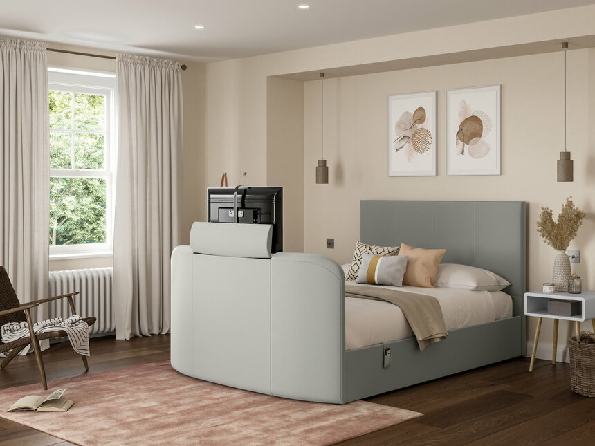 Fremont Upholstered TV Media Bed Frame UK Mattress Guides