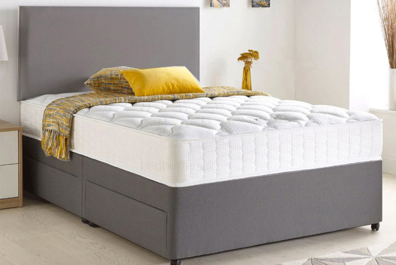 Grey Chenille Divan Bed With Memory Mattress & Optional Storage 6