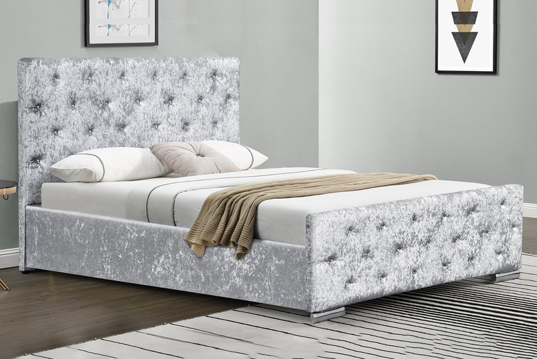 Diamante Sleigh Bed Frame Kerri Or Orthopaedic Mattress Option UK