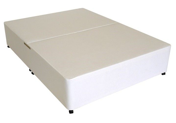 Deluxe 4ft Small Double Divan Bed Base Only In White Fabric UK