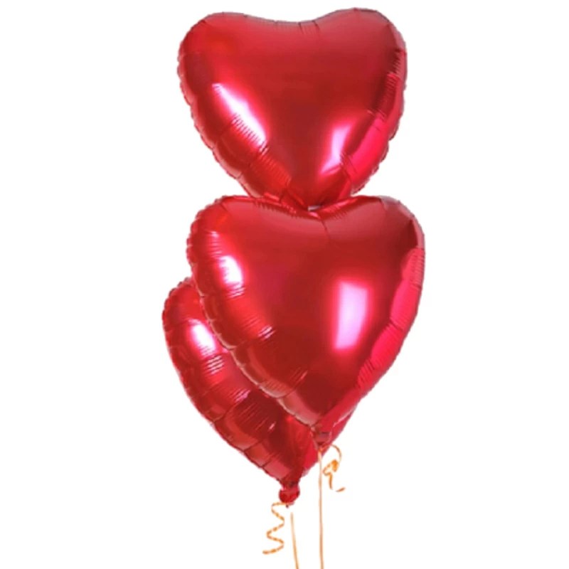 3 Red Heart Balloons Gifts Delivery in Ukraine. Prices, Photos