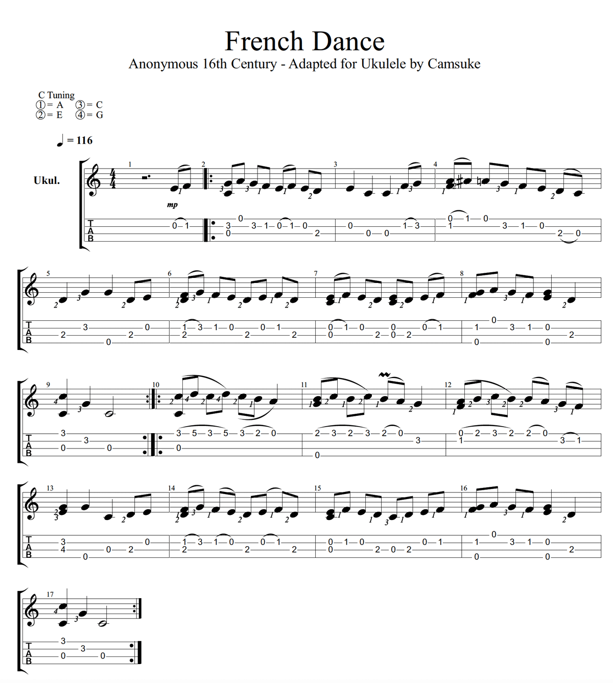 French Dance Ukulele Tab Ukulele Go