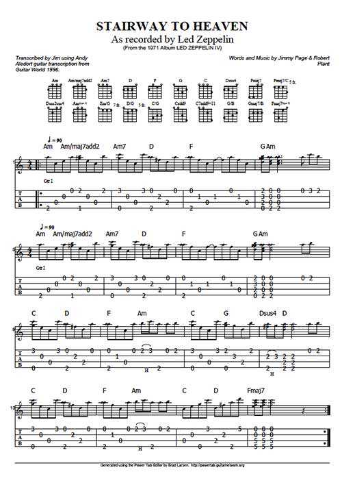 "STAIRWAY TO HEAVEN" Ukulele Tabs by Led Zeppelin on UkuTabs