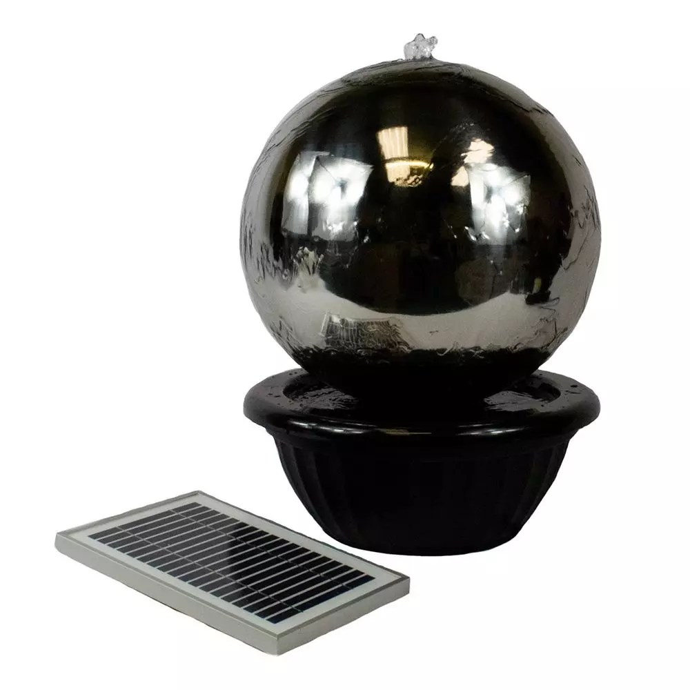 50cm Solar Powered Stainless Steel Sphere Water Feature