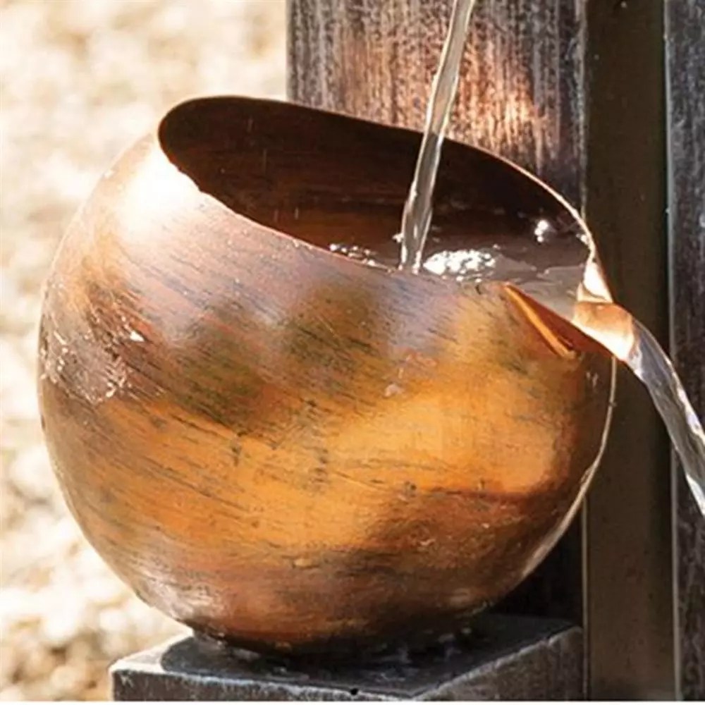 Stacked Copper Pouring Jugs Garden Water Feature