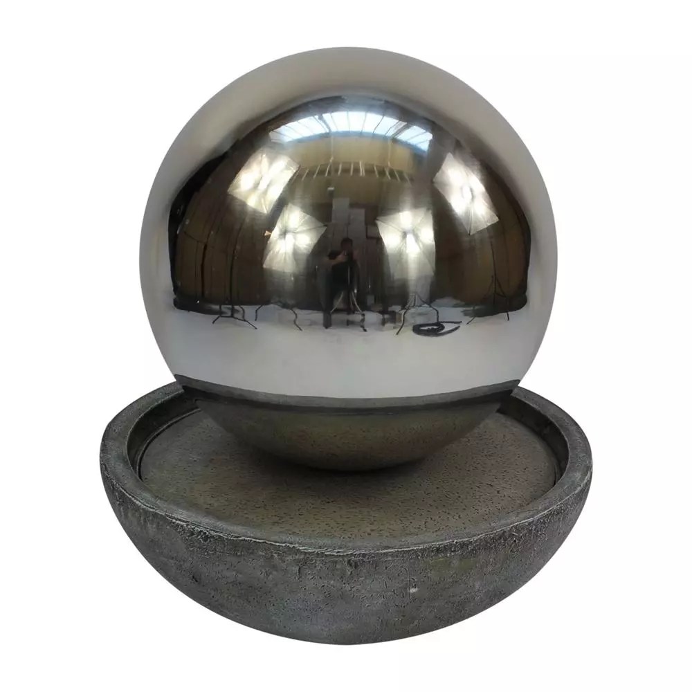 50cm Stainless Steel Sphere & Resin Bowl Water Feature with LED's