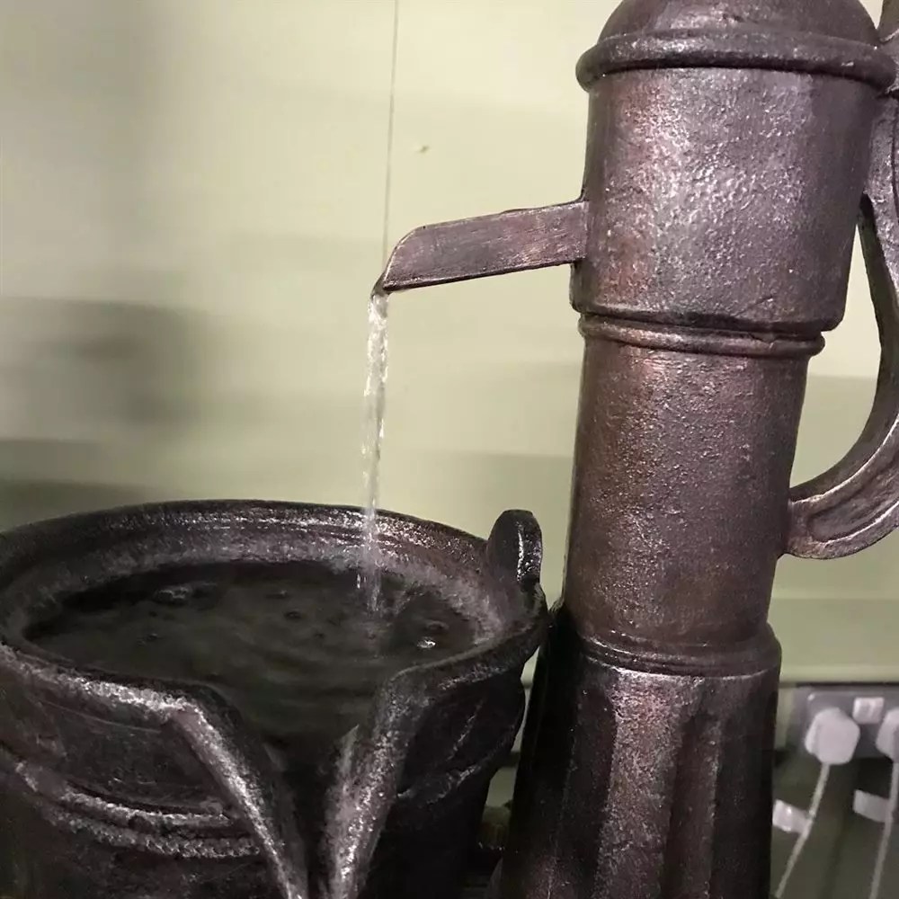 Solar Powered Barrel with Pump Water Feature with Battery Back Up