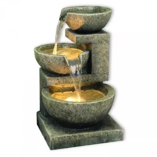 Small Kyoto Three Bowl Cascade Lit Water Feature