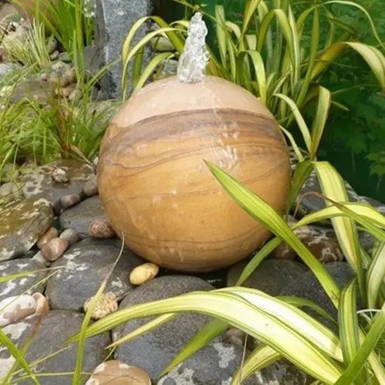 30cm Rainbow Sandstone Drilled Sphere Water Feature Kit