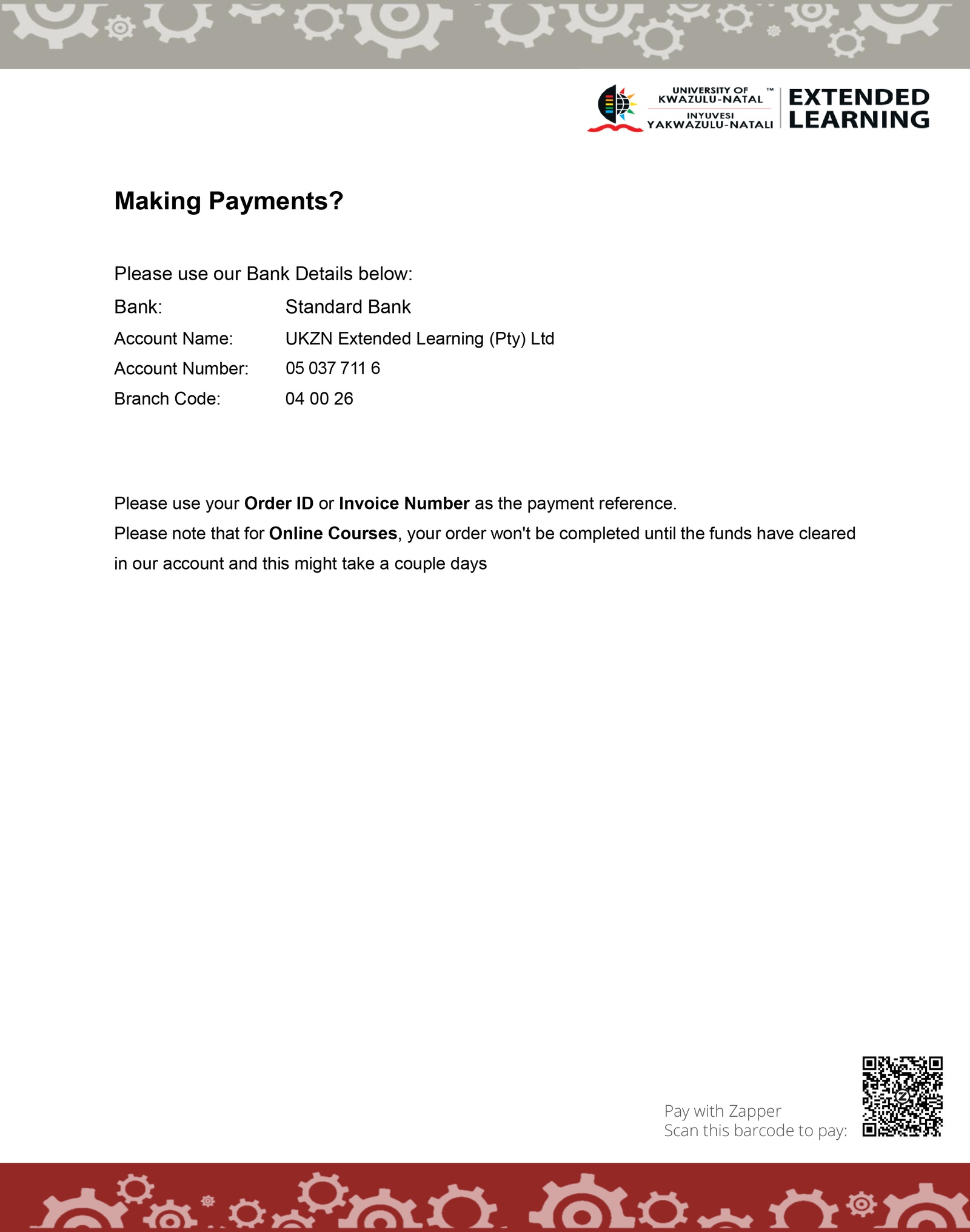 Supply Chain Management UKZN Extended Learning (Pty) Ltd