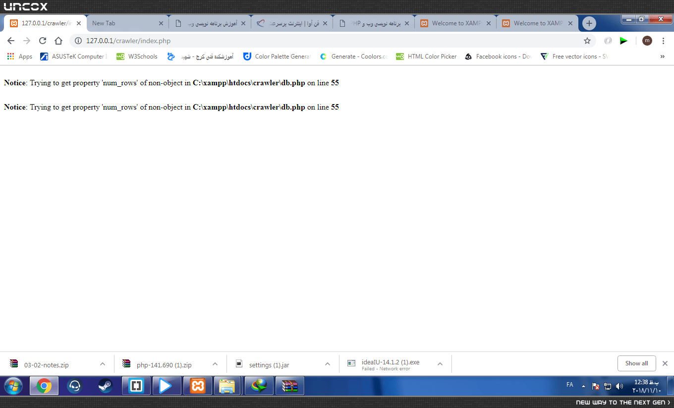 Notice Trying to get property 'num_rows' of non
