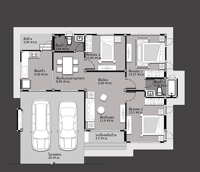 Maximize The Space ThreeBedroom Bungalow House Plan Ulric Home