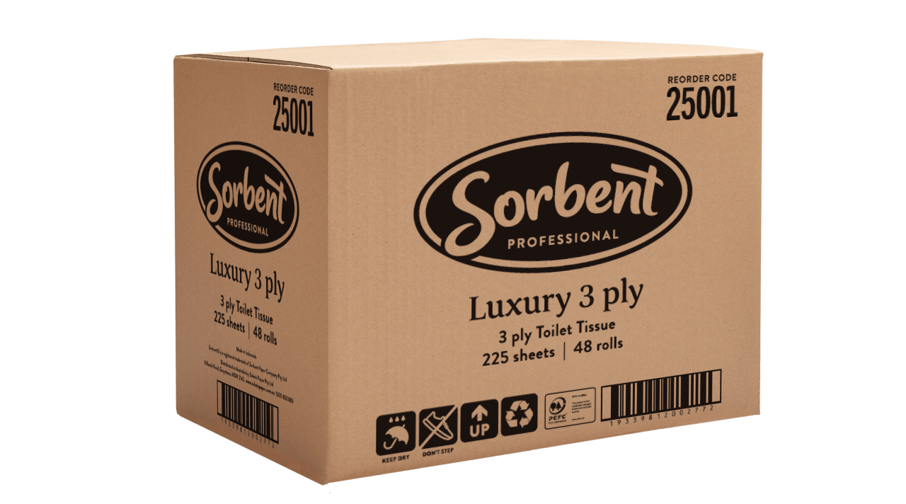 Sorbent Professional Soft Touch Toilet Paper 3 Ply, 225 Sheet, 48 Rolls