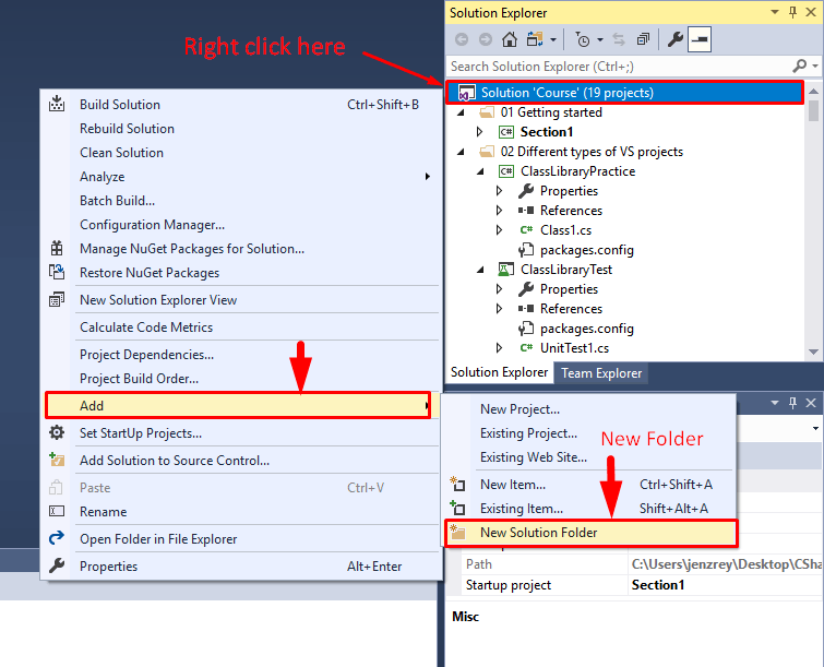 visual studio create new solution folder Ultimate QA