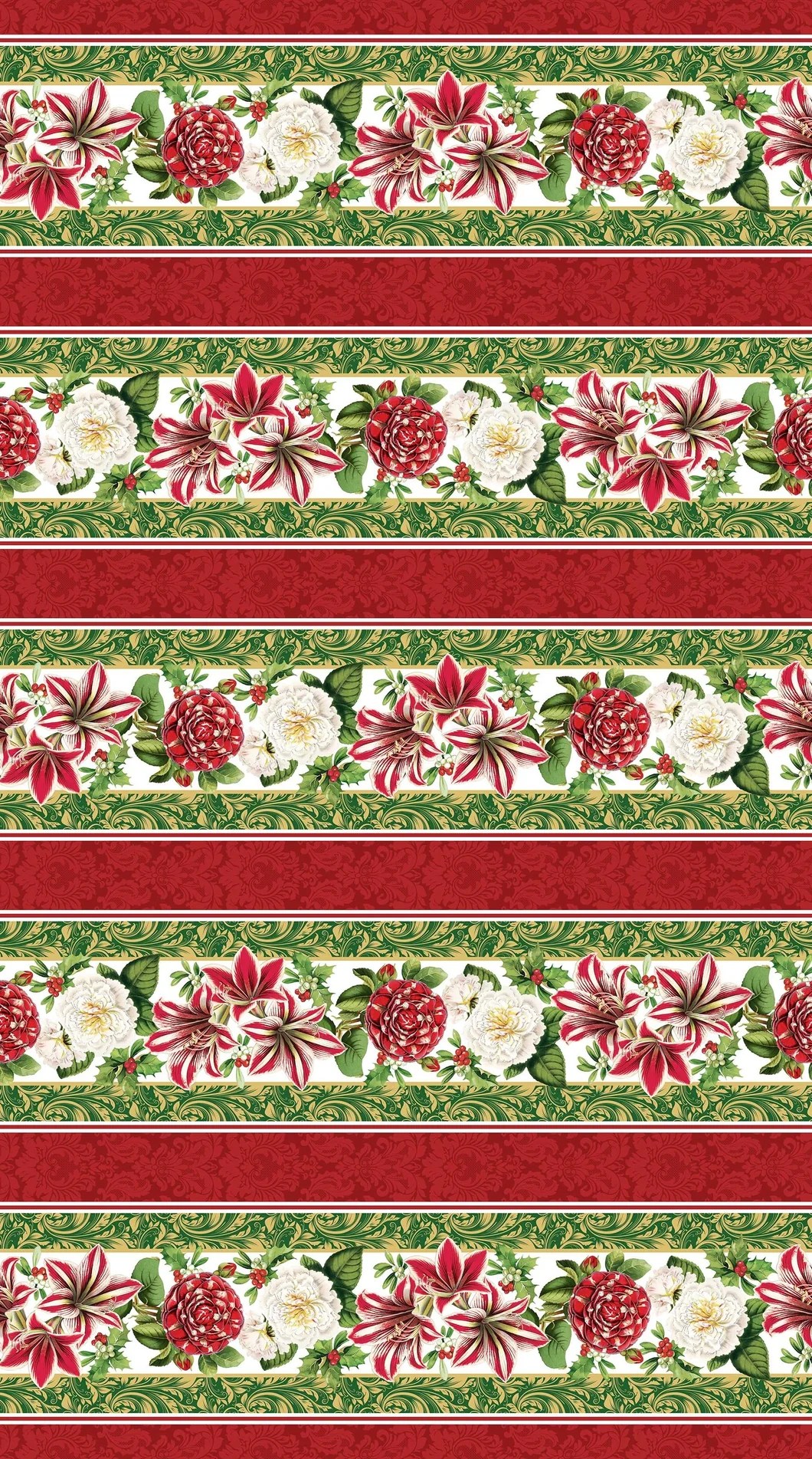 Floral Amaryllis Border Stripe Ultimate Sewing Centre