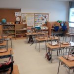 Aula vacía en un colegio de la Comunidad.