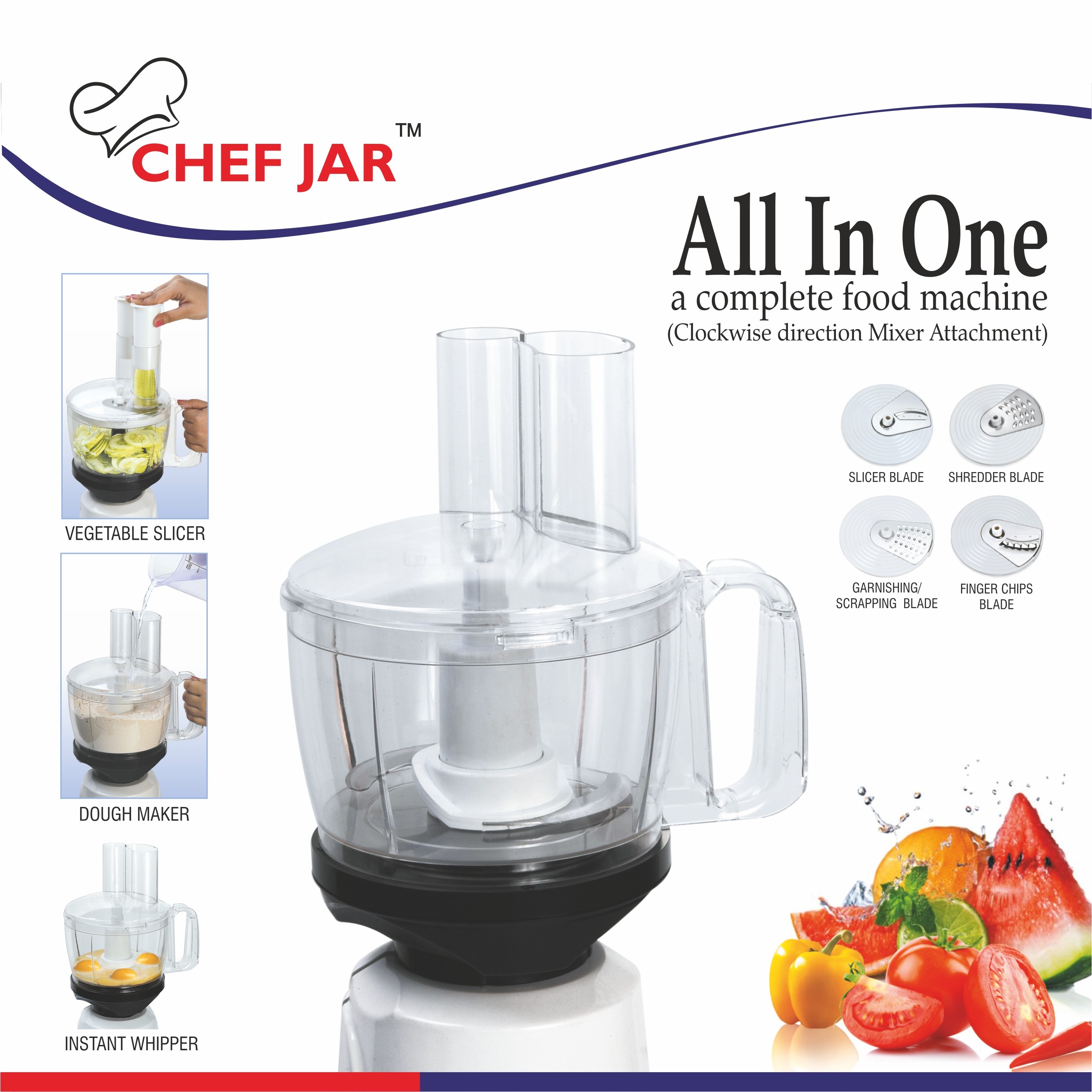Indian Mixer Grinder Food Processor Attachment Chef Jar