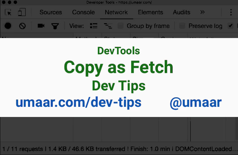 Copy as Fetch Chrome DevTools Dev Tips