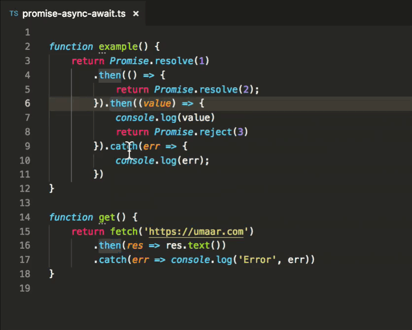 Automatically convert Promise.then() into async/await VS Code Dev Tips