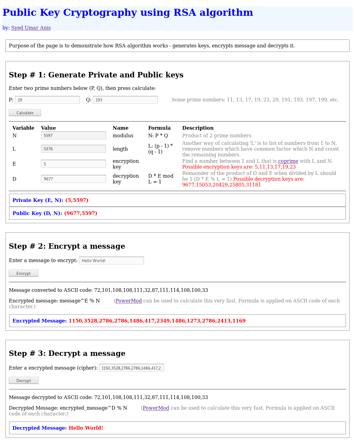 GitHub umaranis/publickeycryptographyrsa Demonstrate the working