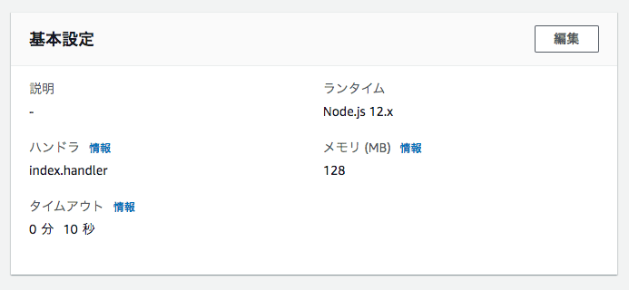 Lambda Task timed out after 3.00 seconds カスタマイズ