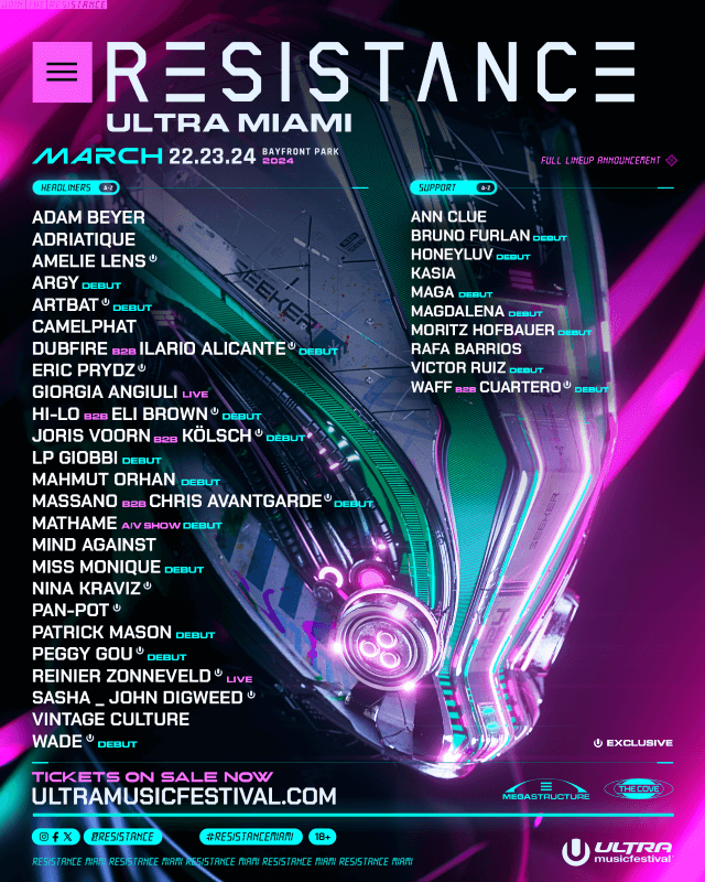 Ultra Music Festival unveils RESISTANCE lineup Adam Beyer, Peggy Gou