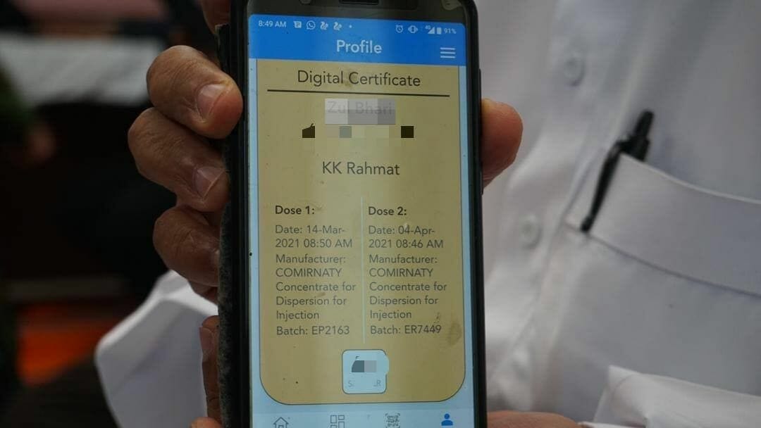 Sediakan tangkap layar sijil digital vaksinasi untuk