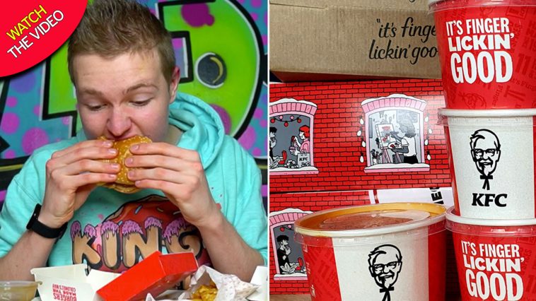 Watch the ultimate KFC fan attempt to eat the ENTIRE menu in less than