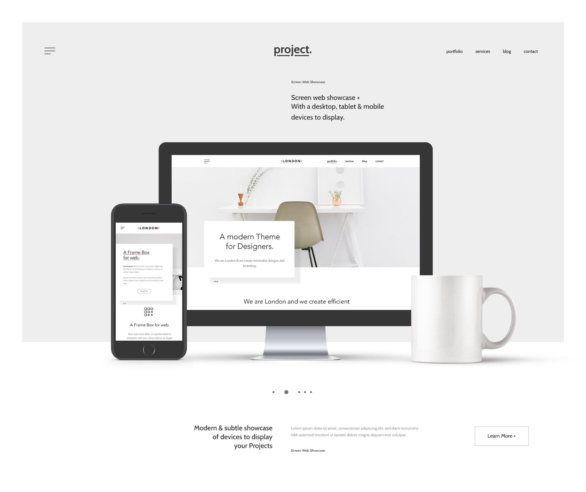 Free Minimal Web Showcase Mockup (PSD)