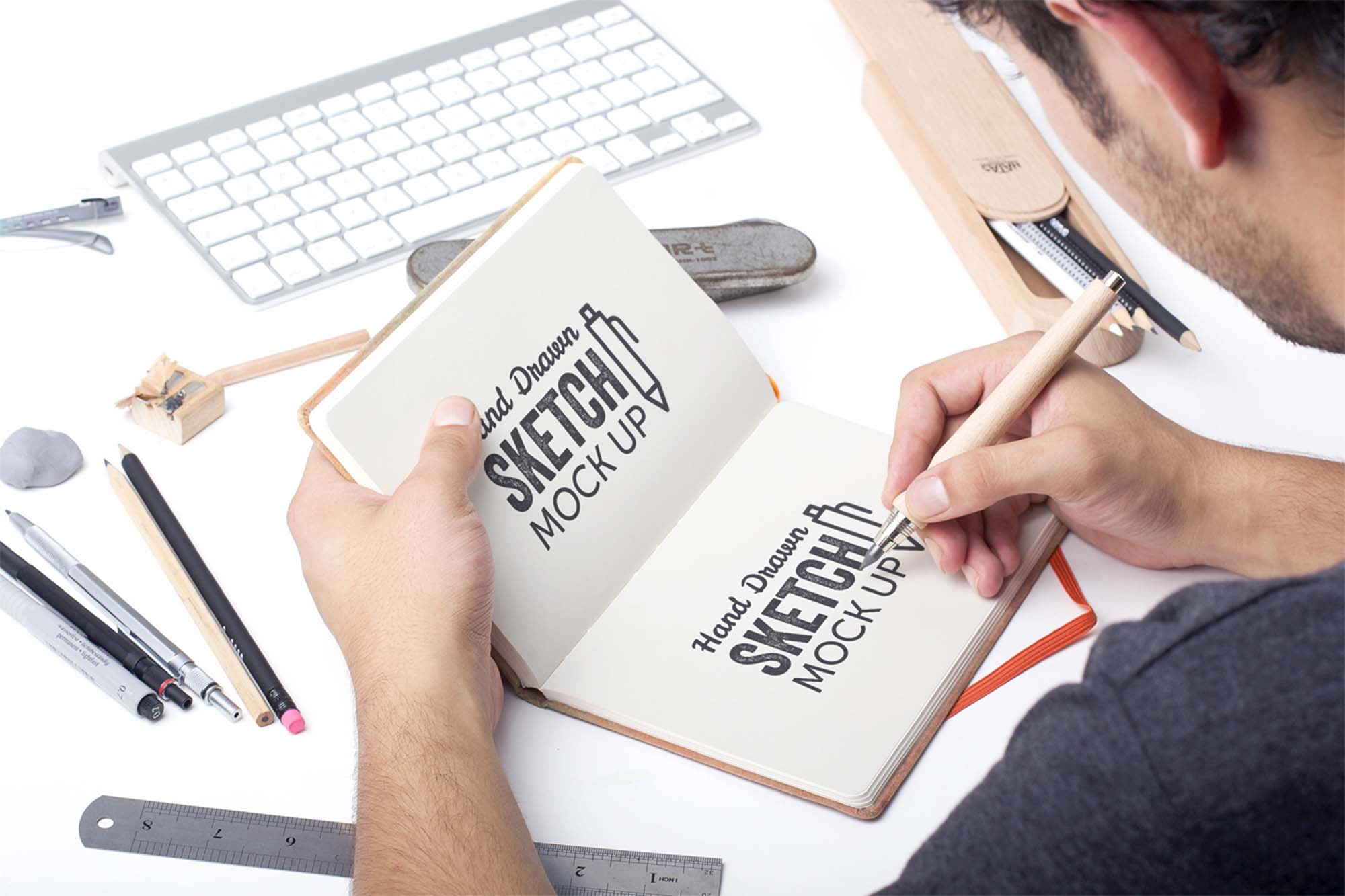 Hand Drawn Sketch Book Mockups (PSD)