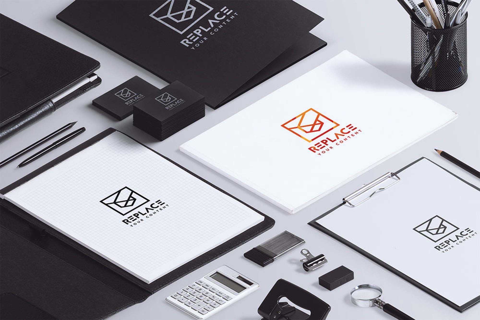 Free Isometric Stationery Mockup (PSD)