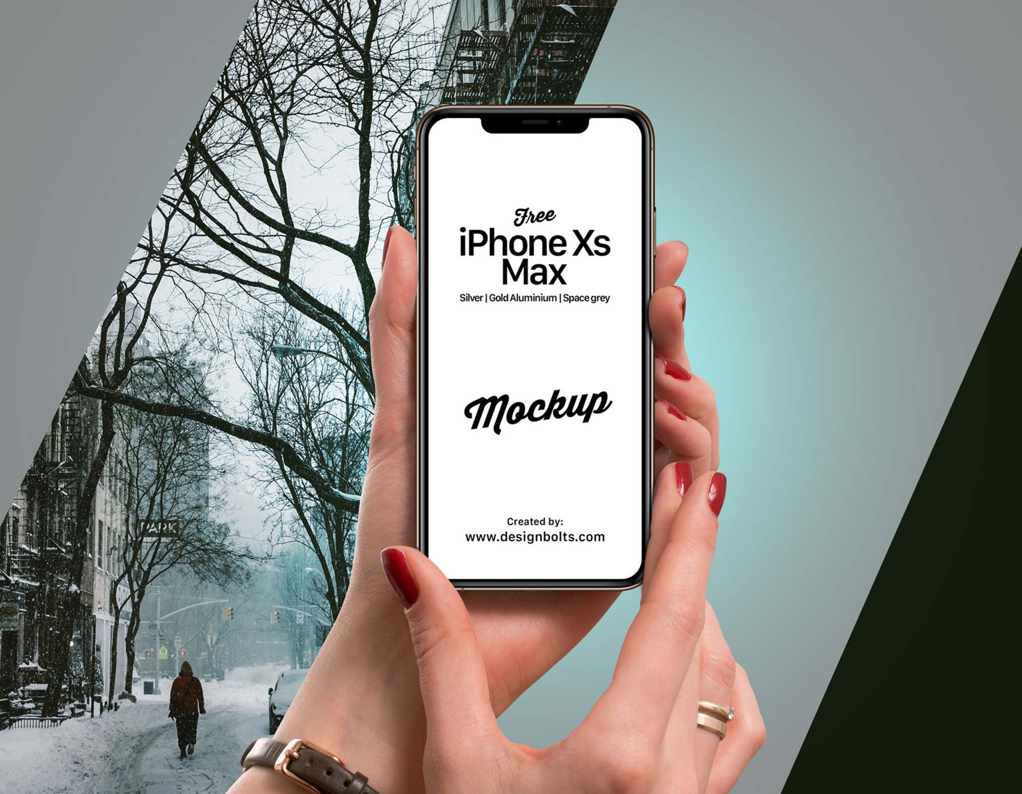 Free iPhone Xs Max in Hand Mockup (PSD)