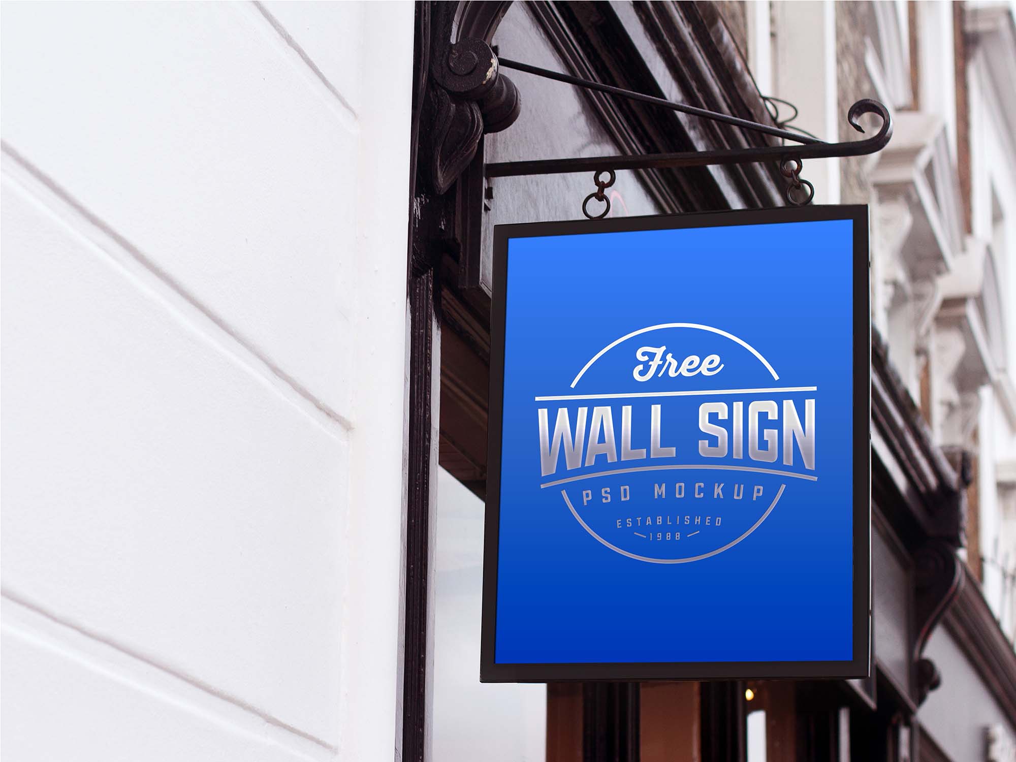 Free Wall Mounted Sign Mockup (PSD)