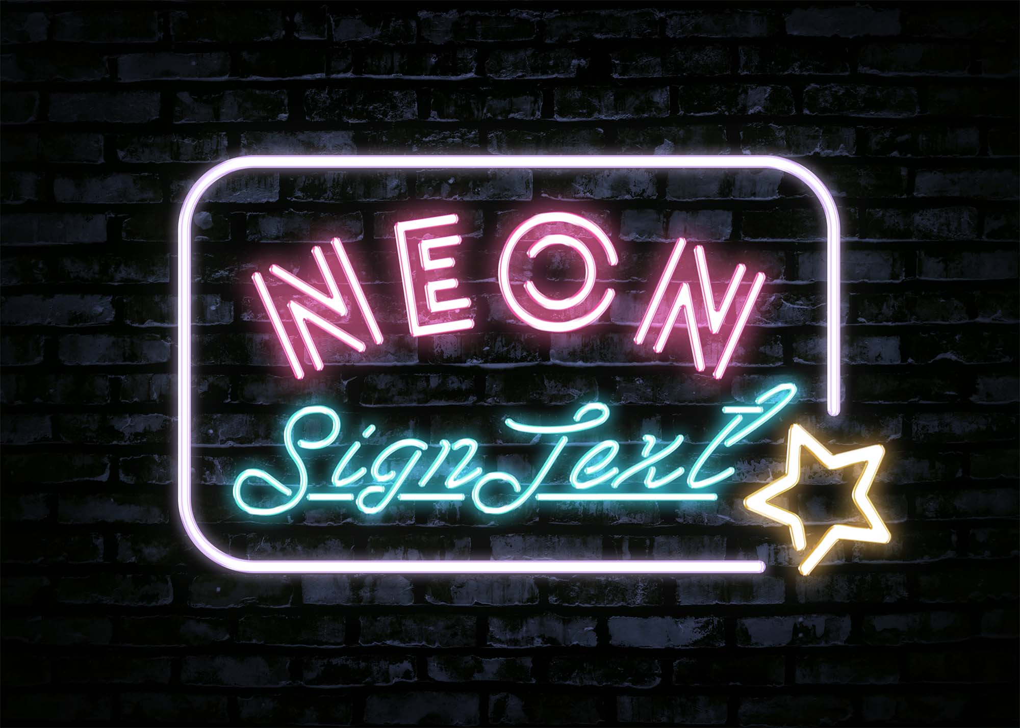 Free Neon Sign Text Effect (PSD)