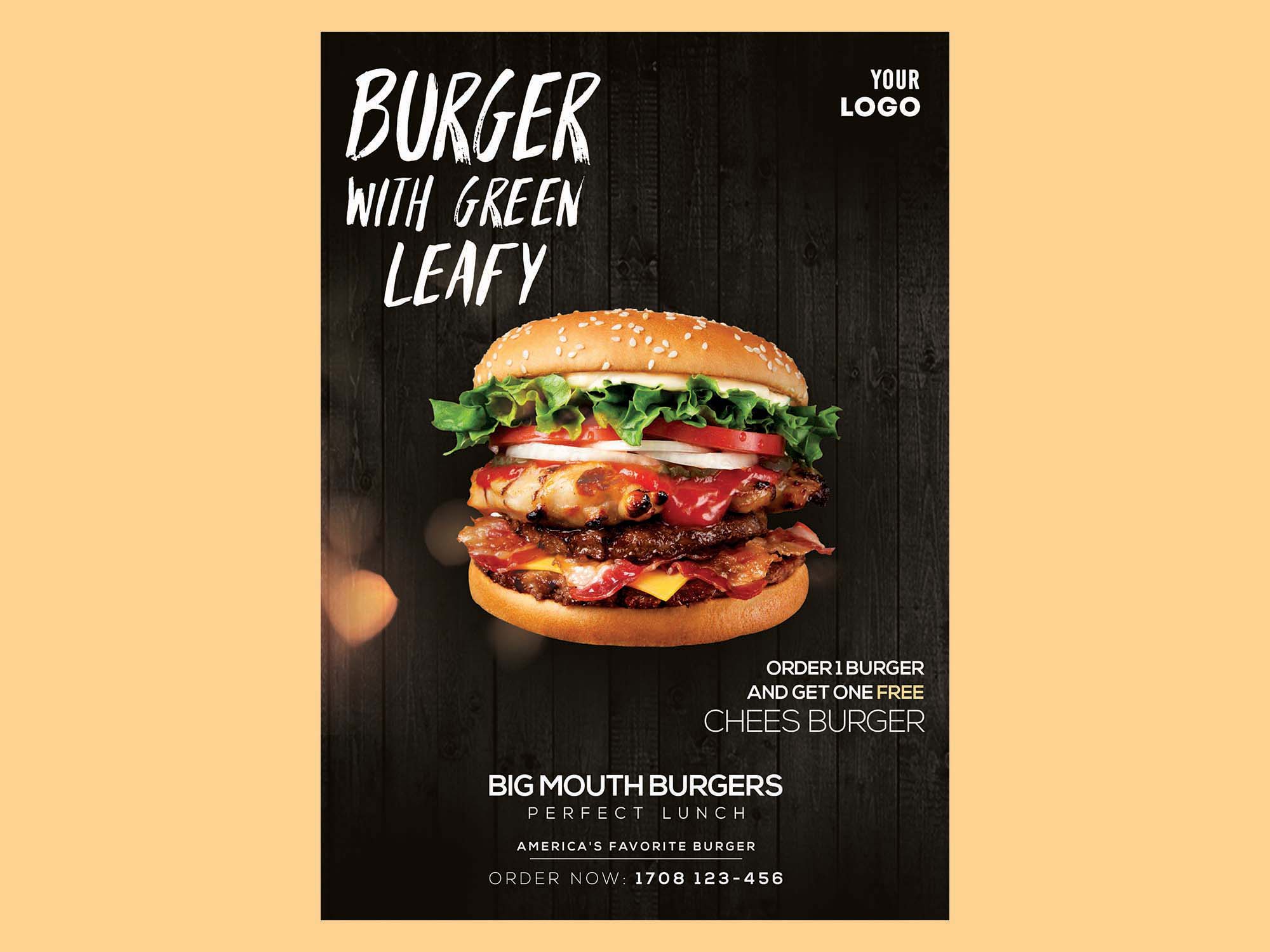 Free Burger Ad Flyer Template (PSD)