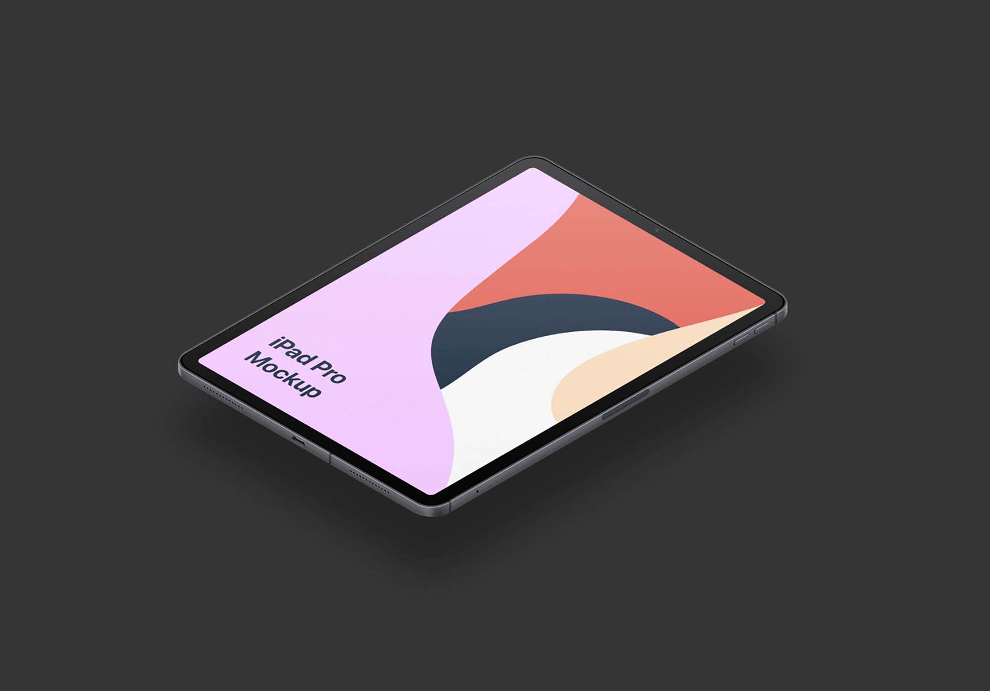 Free Floating iPad Pro Isometric Mockup (PSD)
