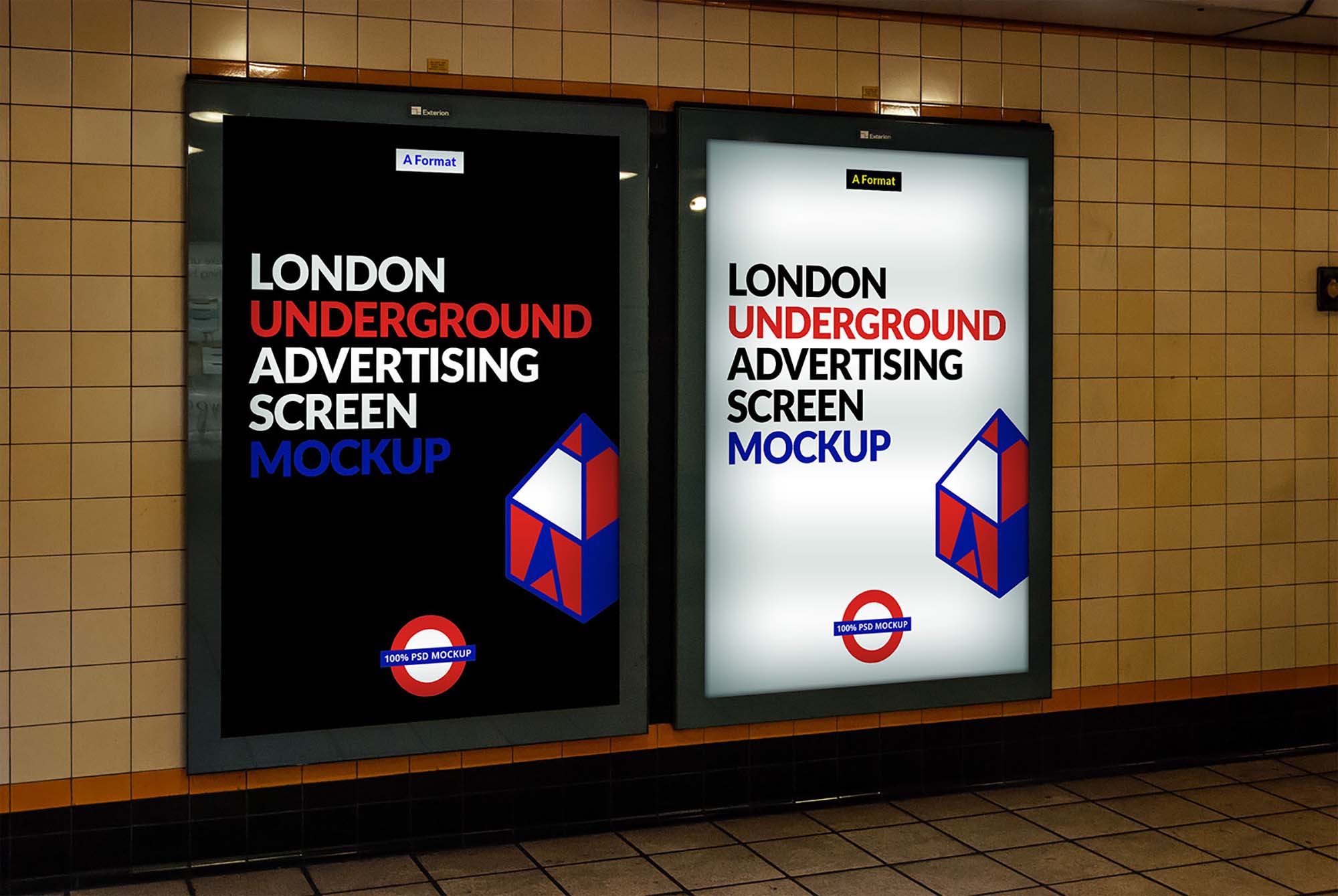 Free London Underground Ad Screen Mockup (PSD)