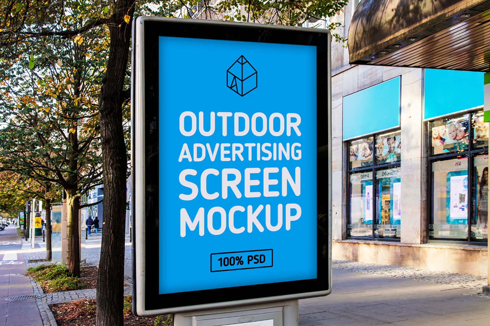 Free Outdoor Advertising Screen Mockup (PSD)