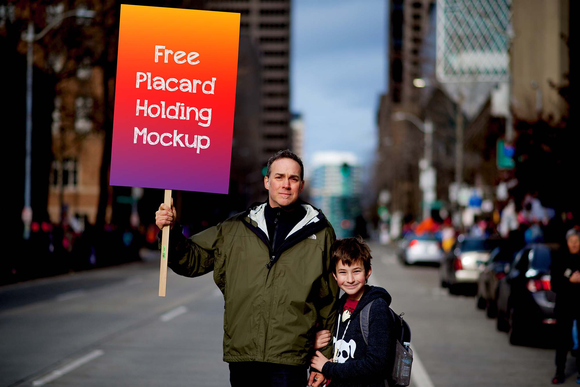 Free Placard Holding Mockup (PSD) Free Placard Holding Mockup (PSD)