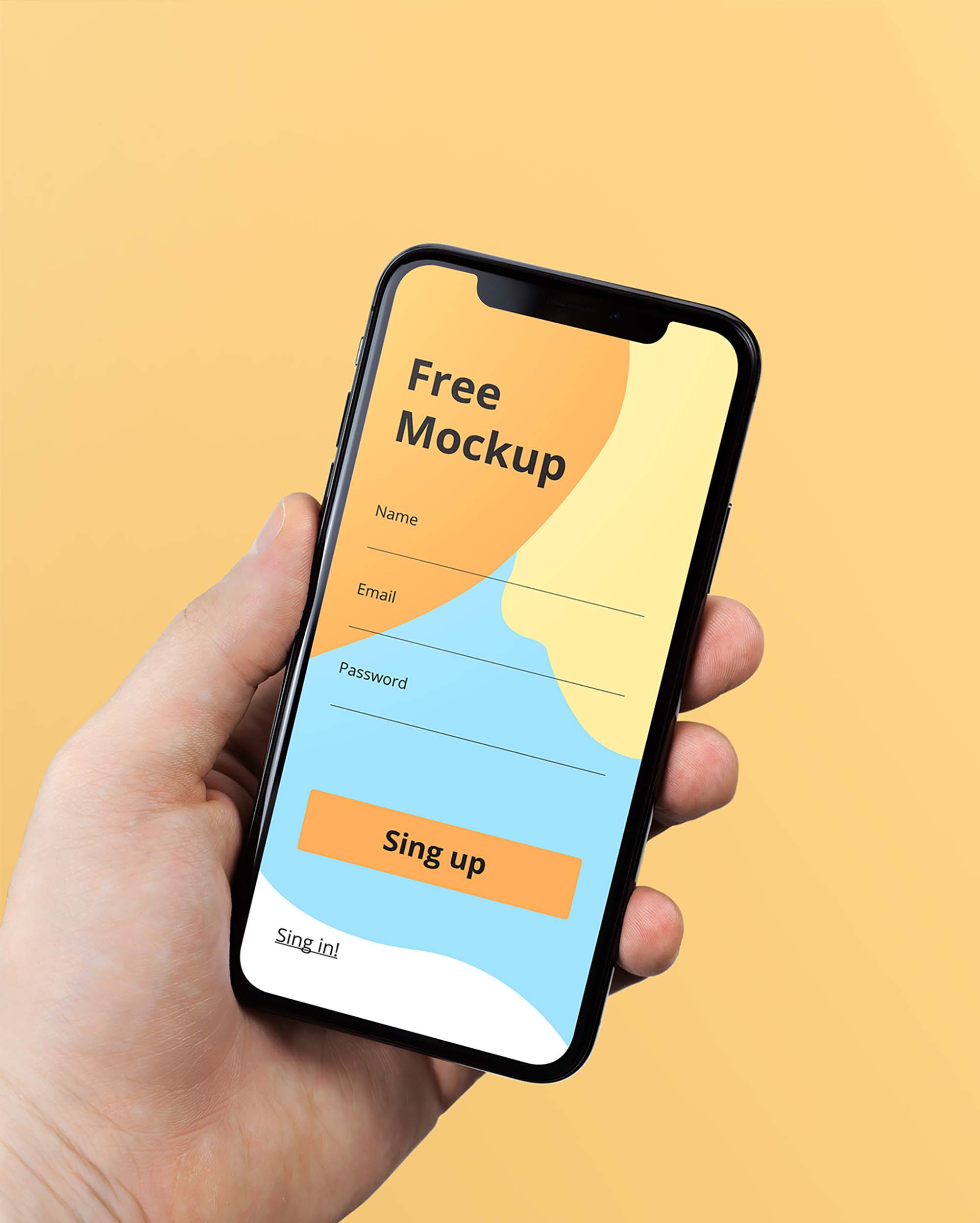 Free iPhone X in Hand Mockup (PSD)