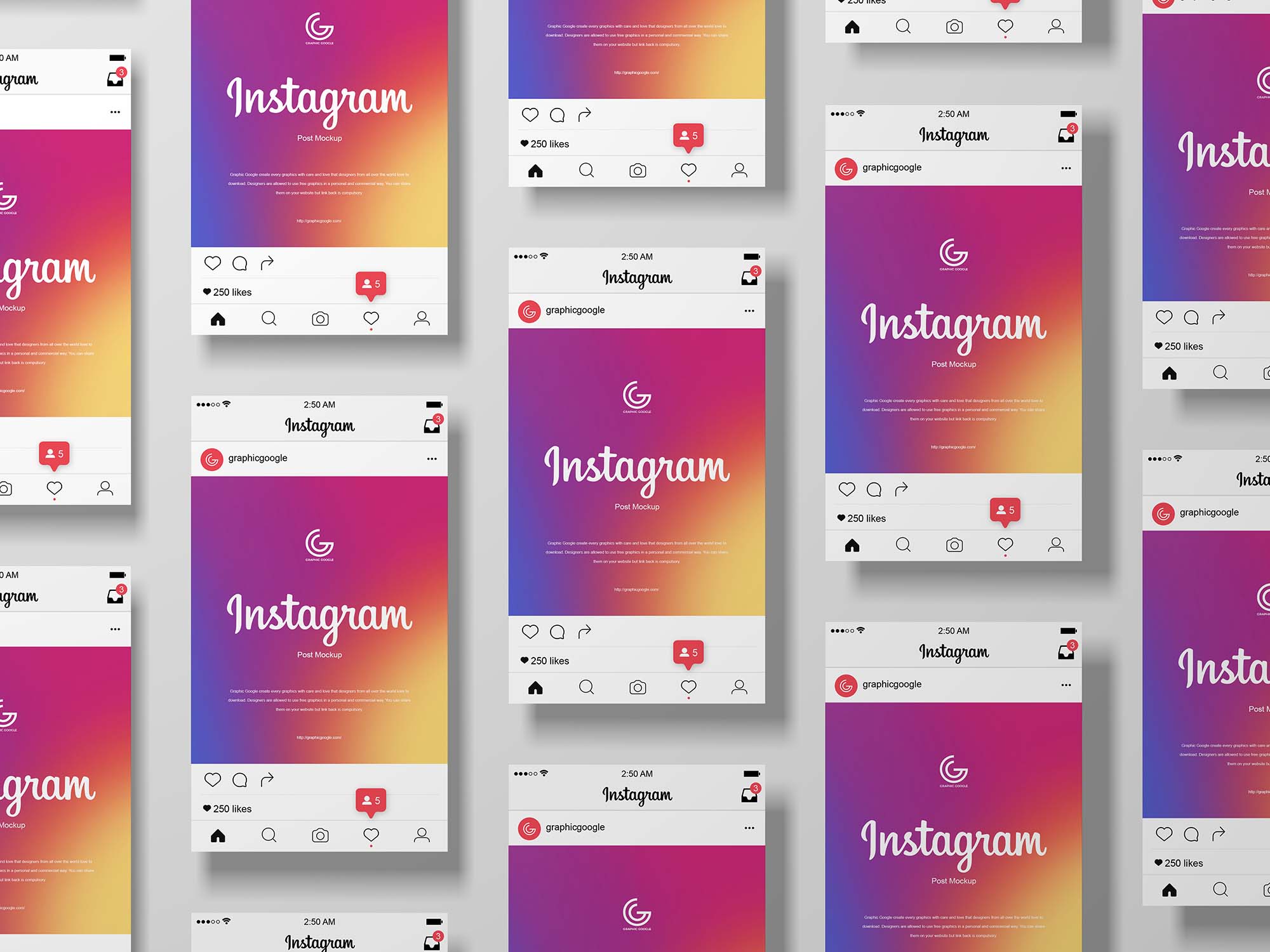 Free Modern Grid Instagram Post Mockup (PSD)