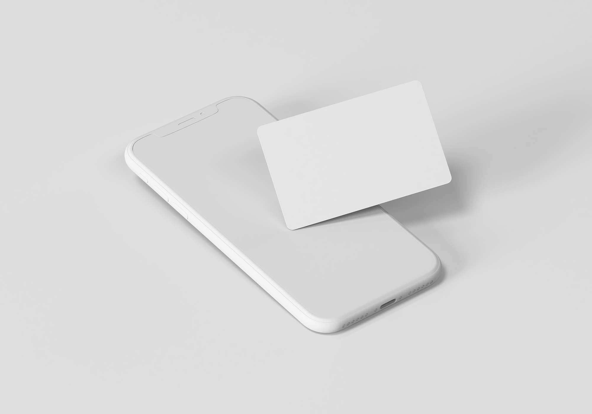 Free Cell Phone with Credit Card Mockup (PSD)