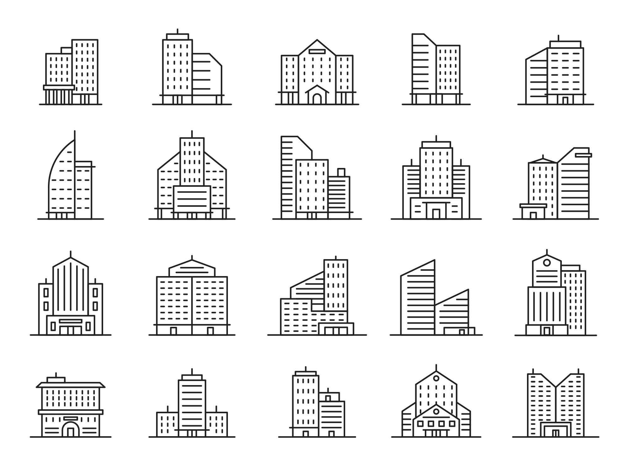 20 Free Building Vector Icons (AI)