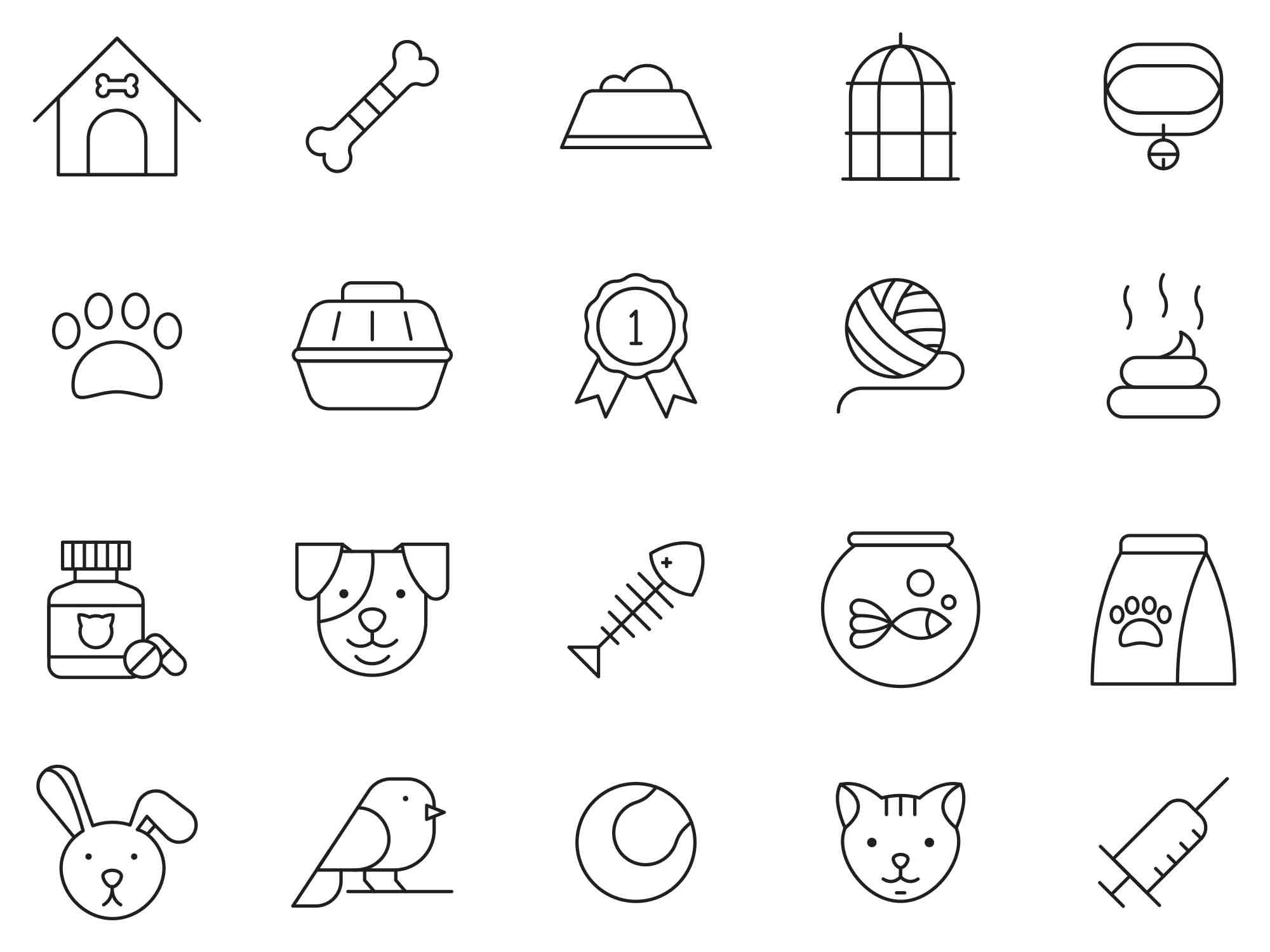 20 Free Pets Vector Icons (AI)
