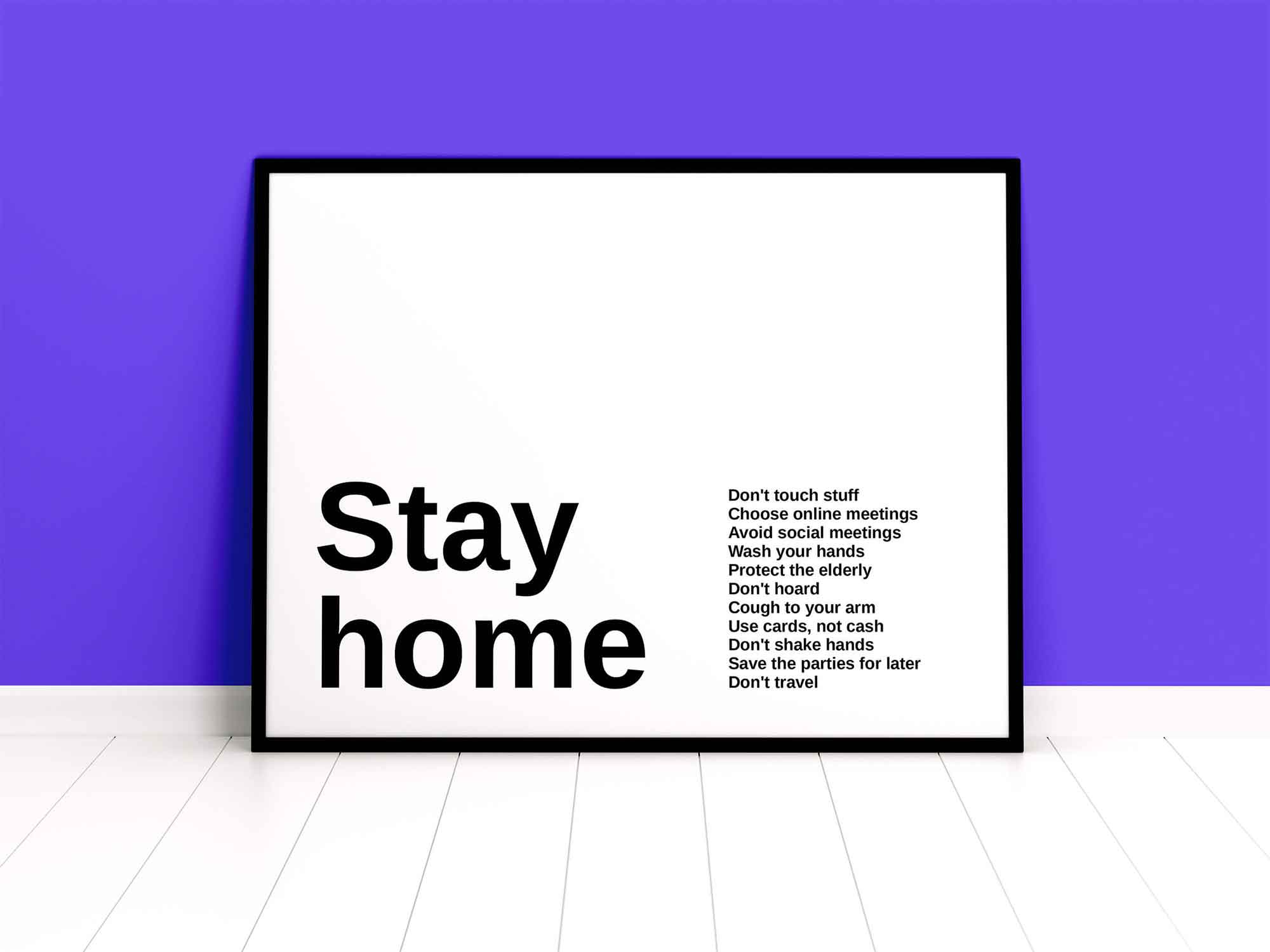 Free Poster Against Wall Mockup (PSD)