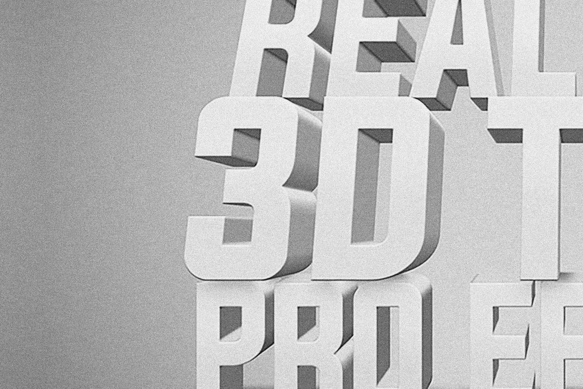 Free White 3D Text Effect (PSD)