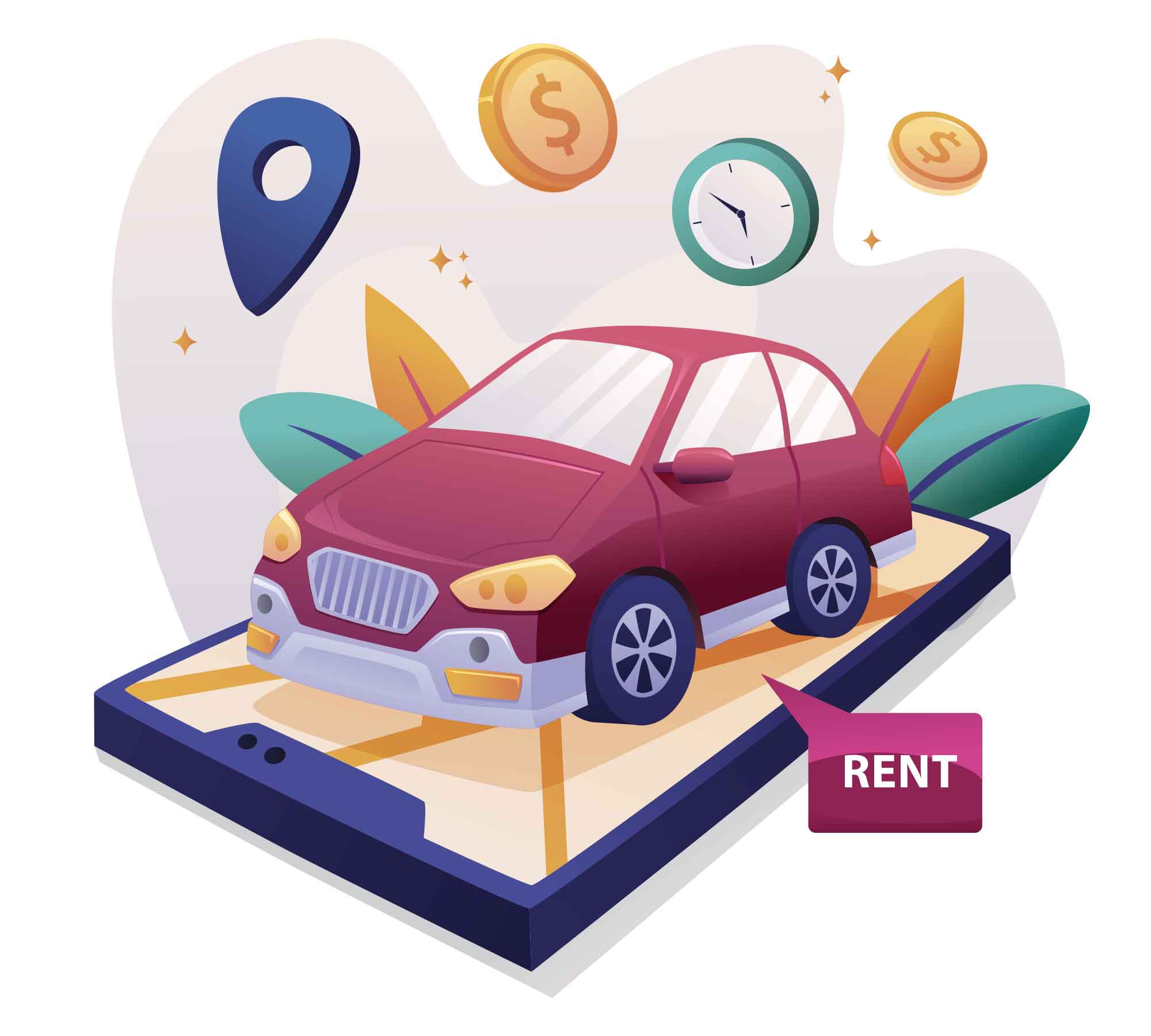 Free Car Rental Illustration (AI)