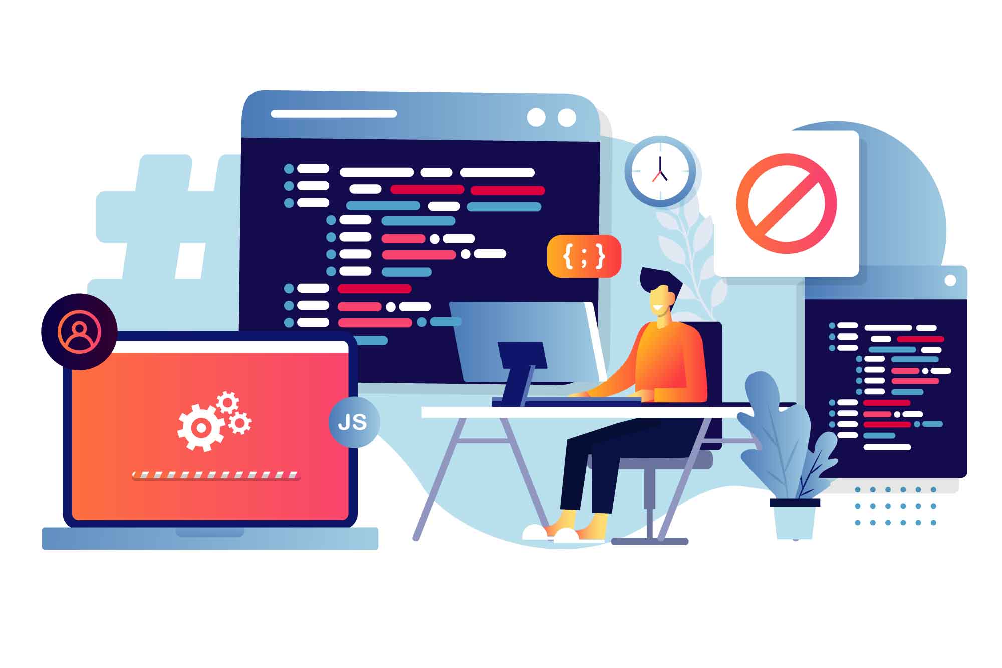 Programmer Vector Illustration (AI, SVG, EPS, PNG)