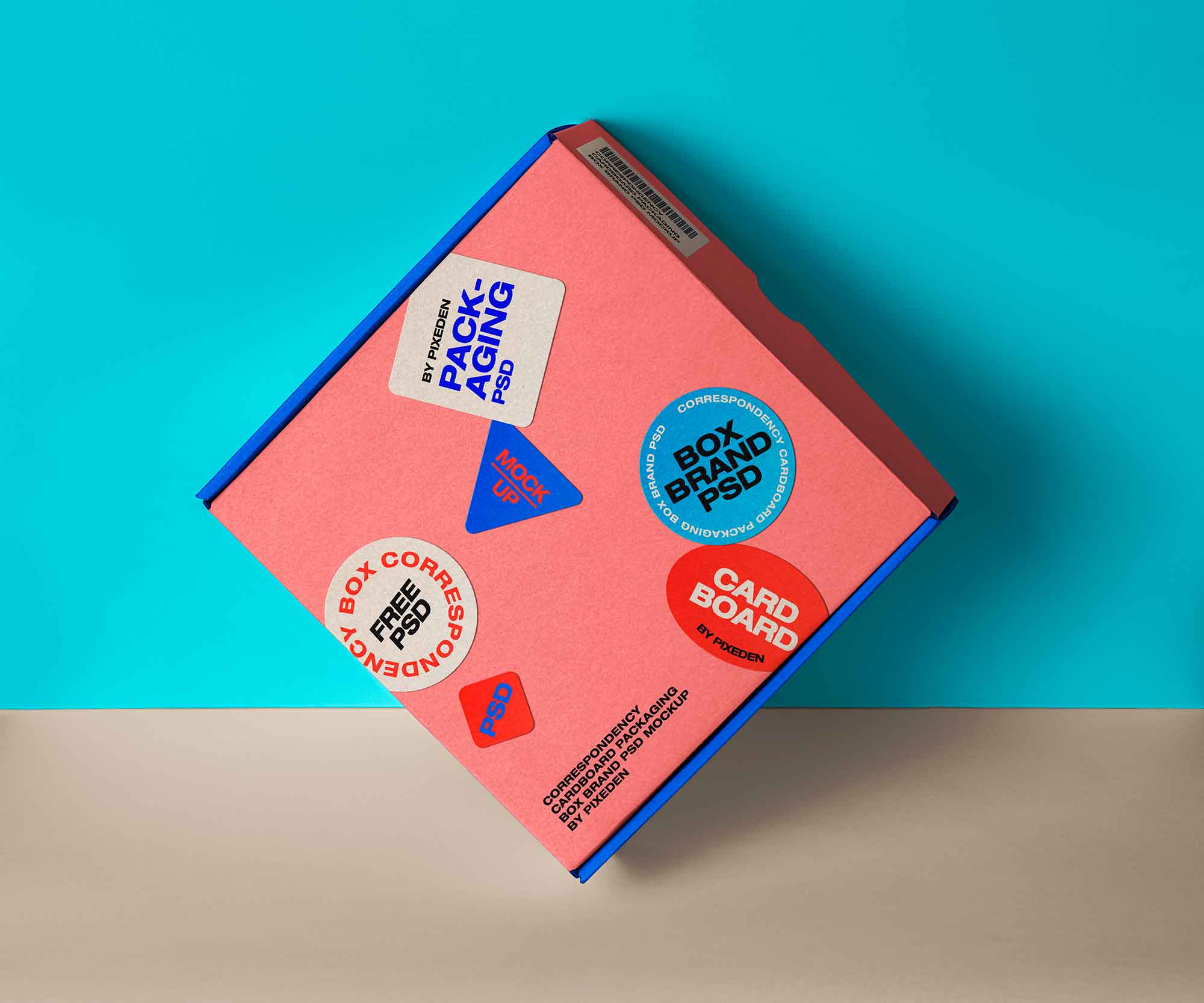 Square Cardboard Box Packaging Mockup (PSD)