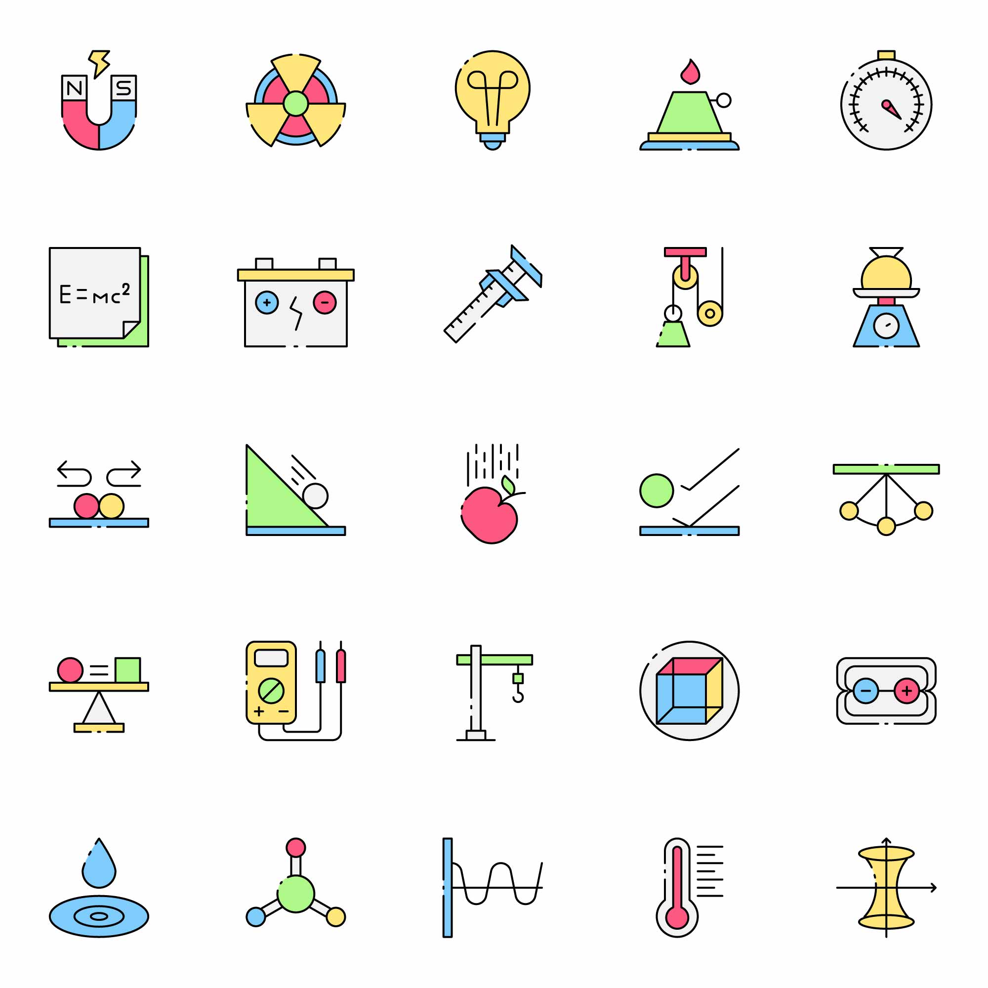 25 Physics Vector Icons